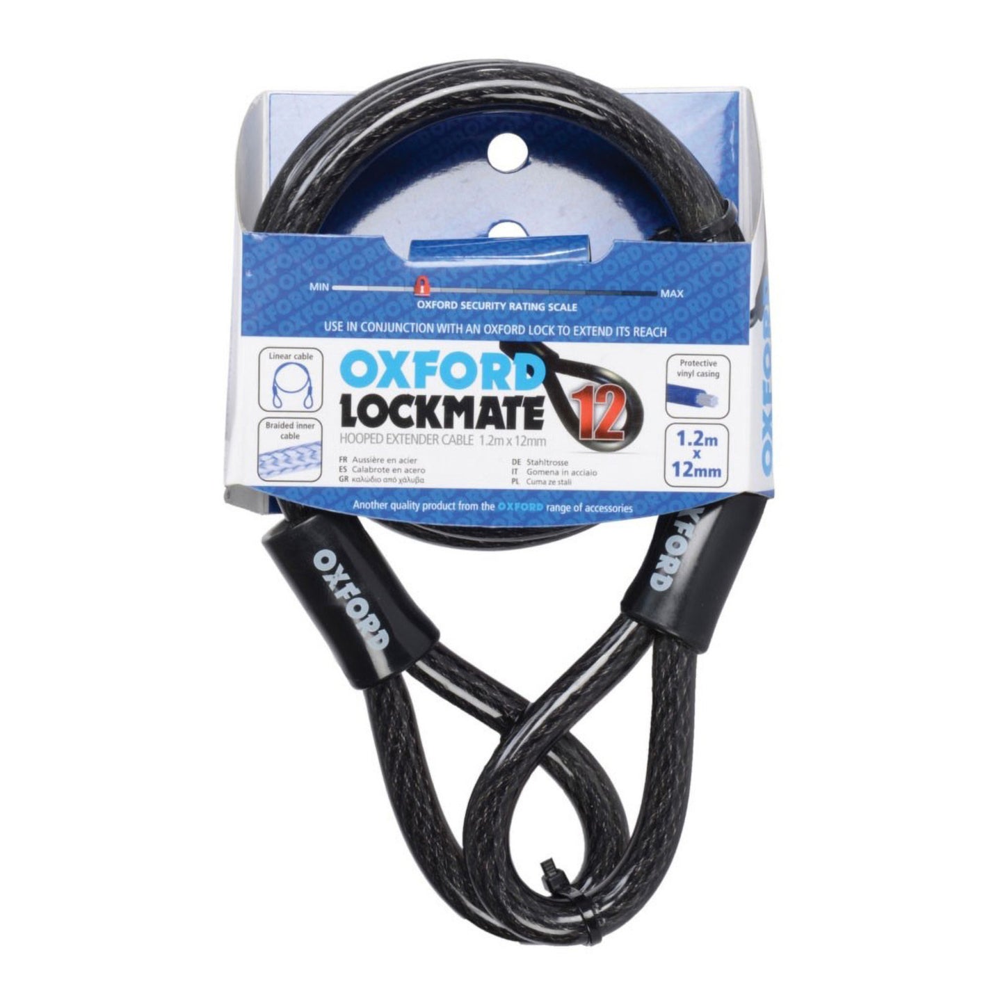 OXFORD LOCKMATE CABLE LOCK 12mm X 1.2M HD CABLE