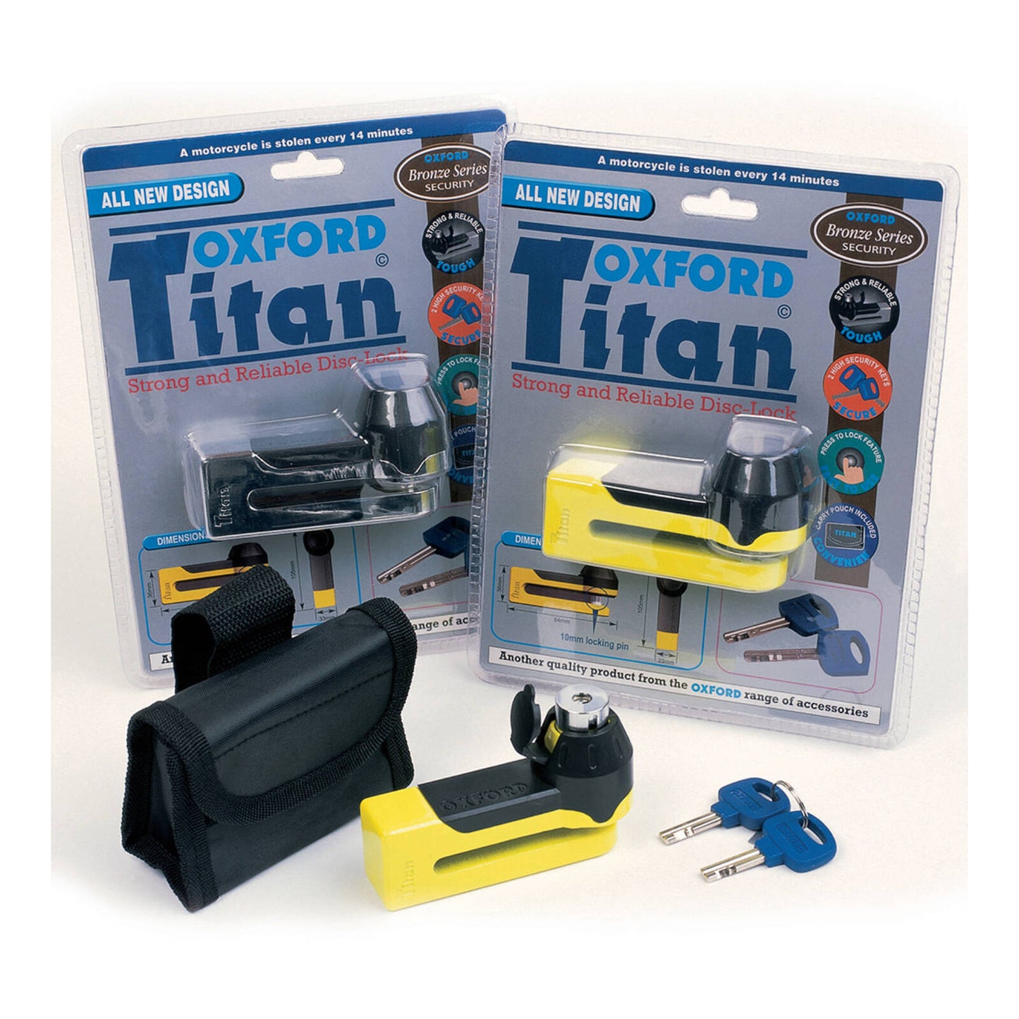 Oxford Titan 10mm Pin Disc Lock - Black includes pouch