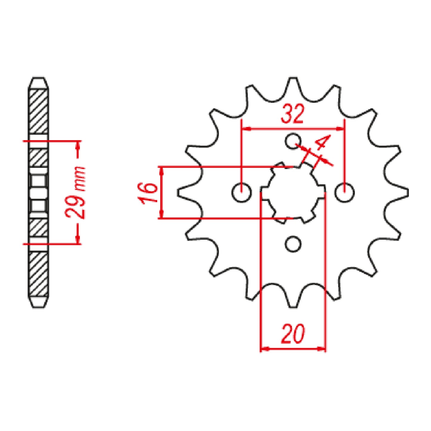 MTX 1425 Steel Front Sprocket #428 (14T) (10-1425-14)