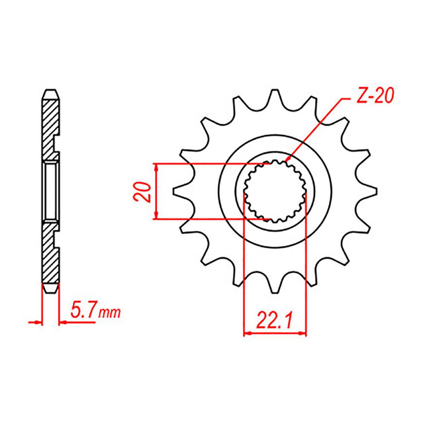 MTX 1590 Steel Front Sprocket #520 (14T) (10-5NL-14)