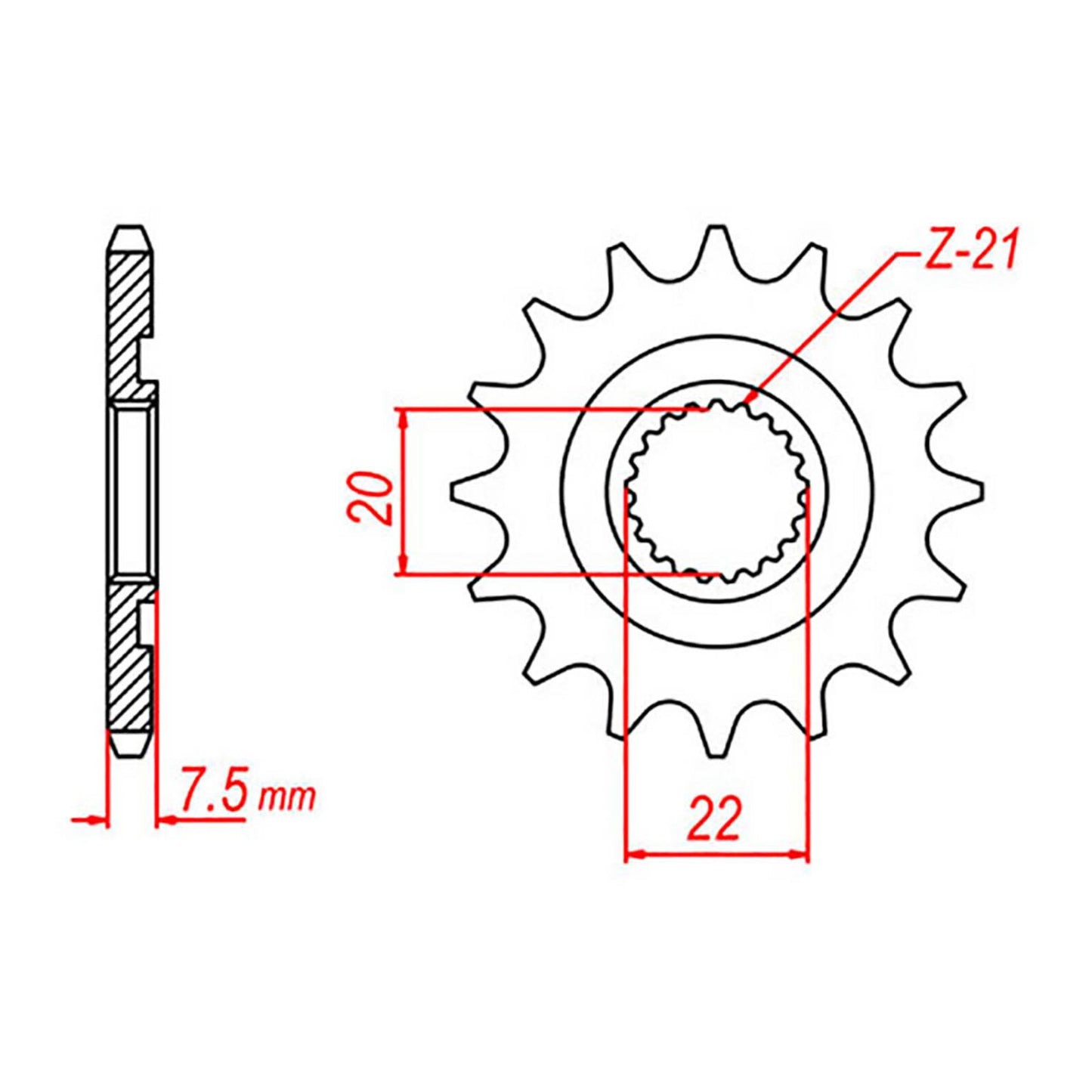 MTX 1323 Steel Front Sprocket #520 (14T) (10-KSR-14)