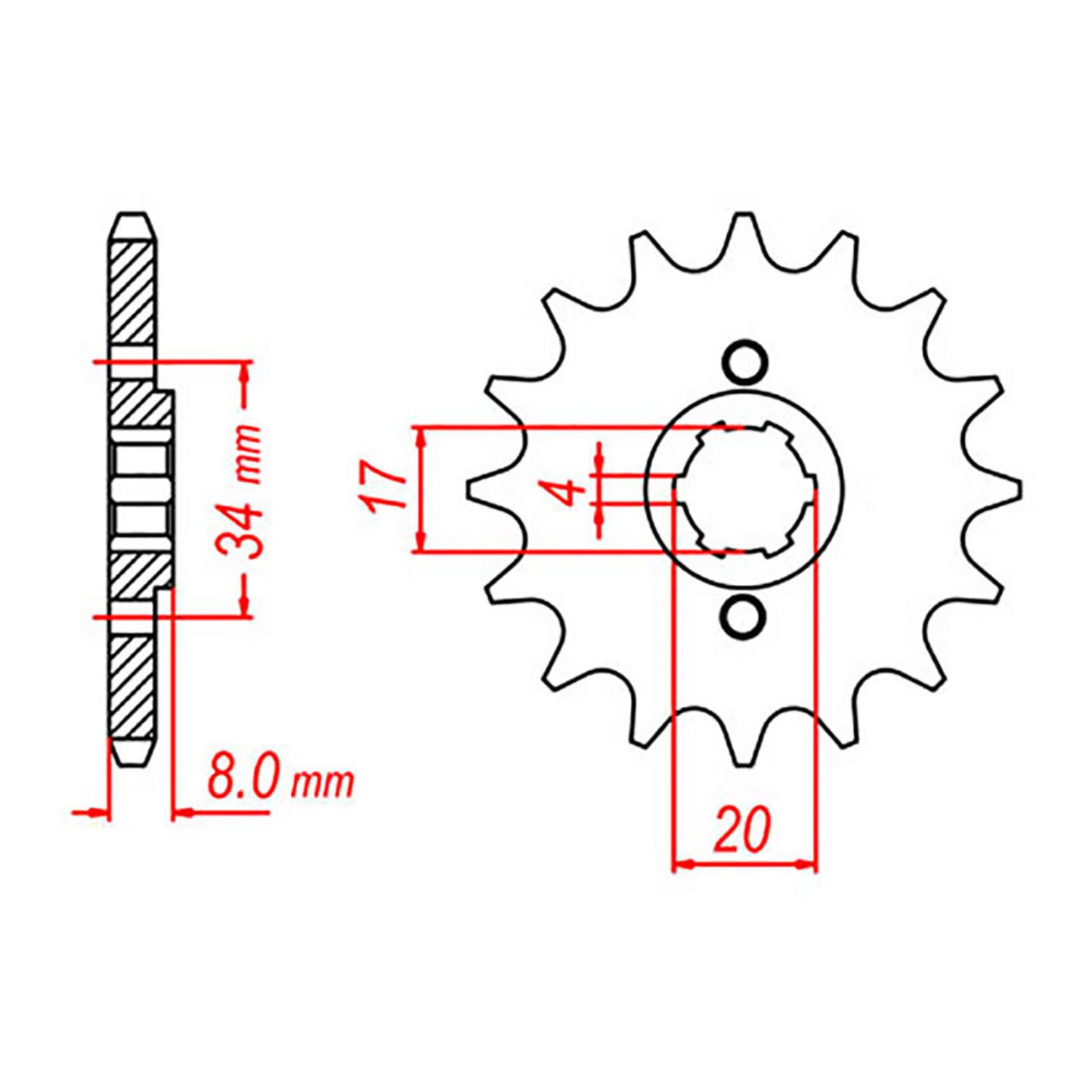 MTX 287 Steel Front Sprocket #520 (14T) (10-KL4-14)
