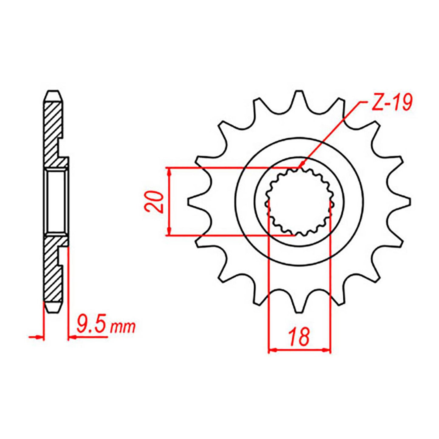 MTX 268 Steel Front Sprocket #520 (14T) (10-KS6-14)