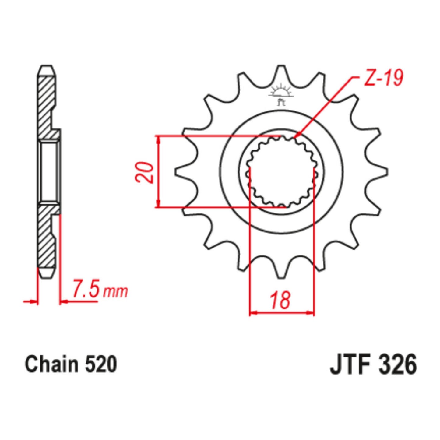 MTX 326 Steel Front Sprocket #520 (13T) (10-6KS-13)