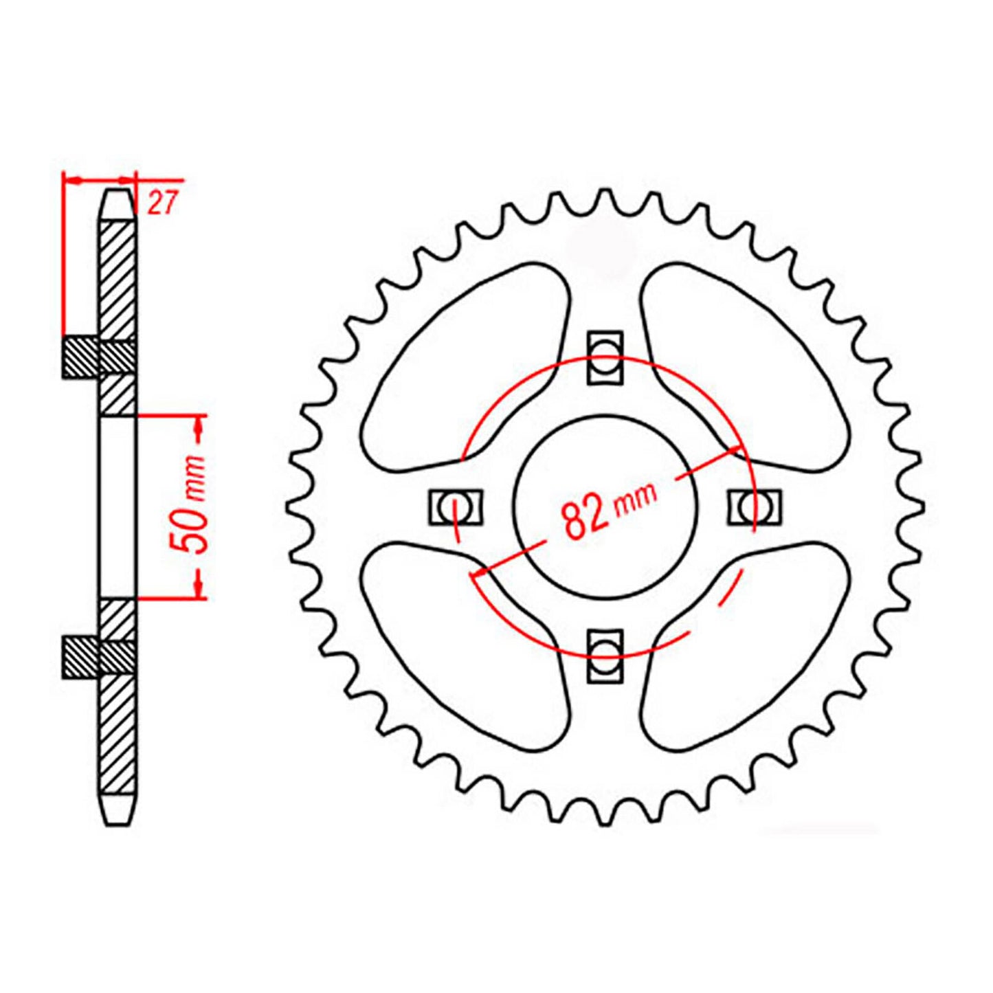 MTX 256 Steel Rear Sprocket #420 (46T) (11-153-46)