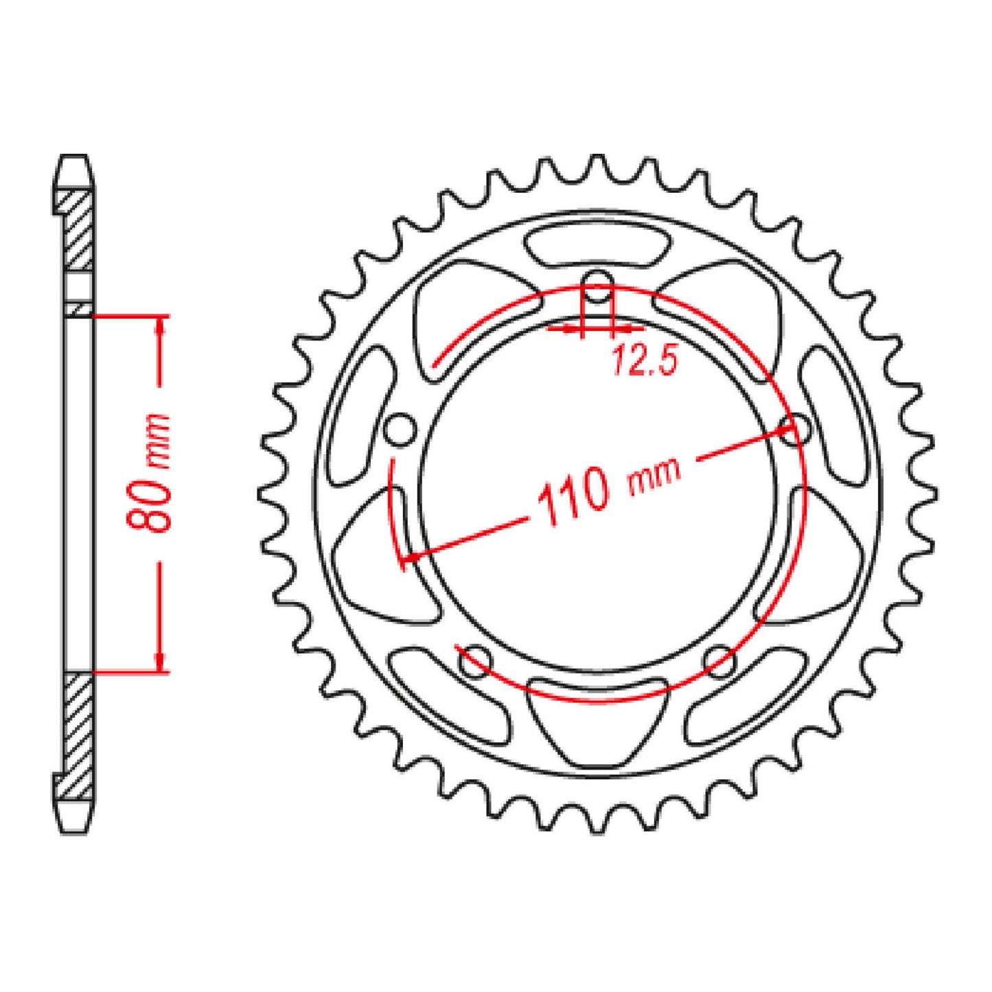 MTX 2012 Steel Rear Sprocket #520 (42T) (11-2012-42)