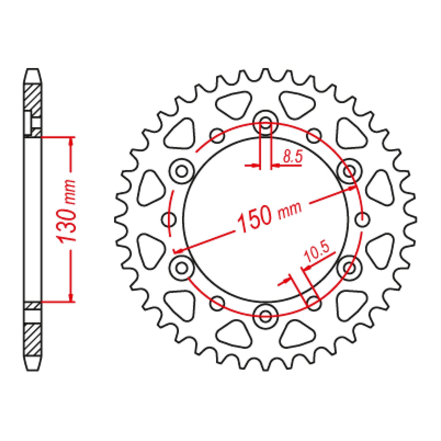 MTX 245/3 Steel Rear Sprocket #520 (45T) (11-MG3-45)