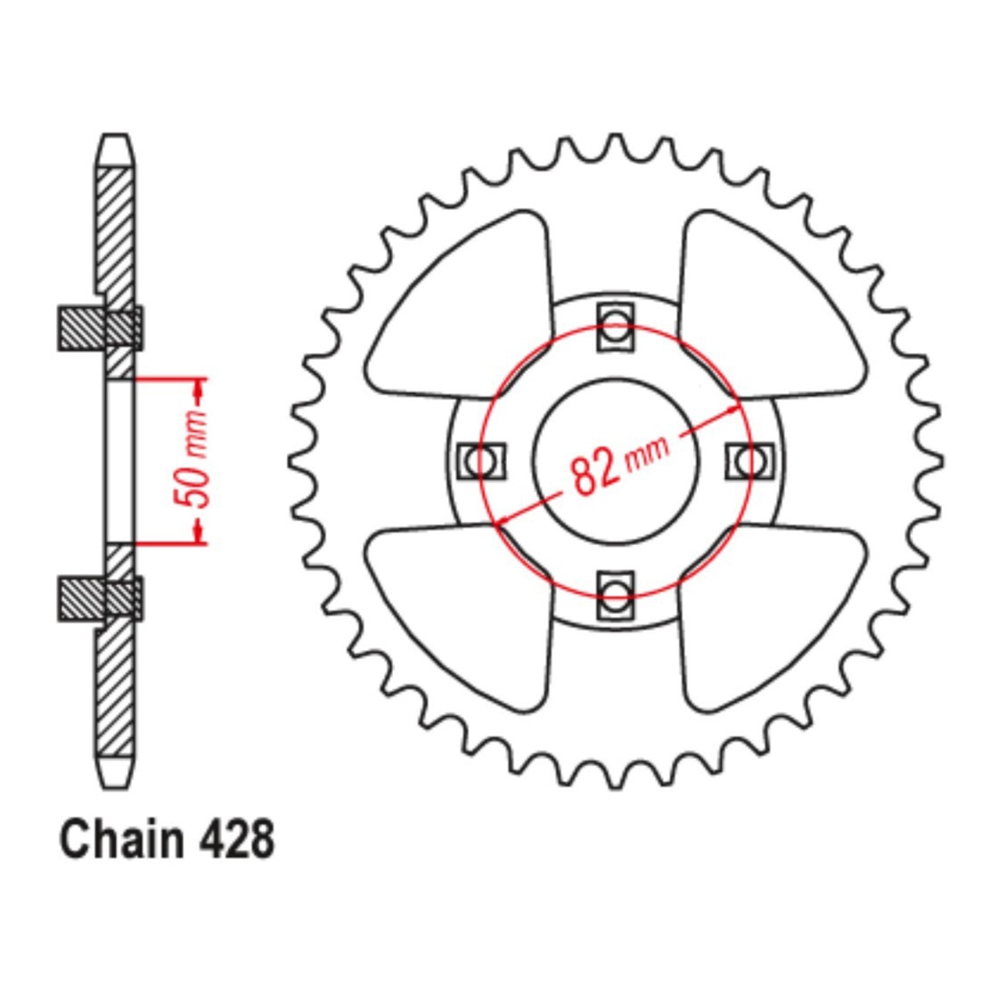 MTX 999 Steel Rear Sprocket #428 (45T) (11-459-45)