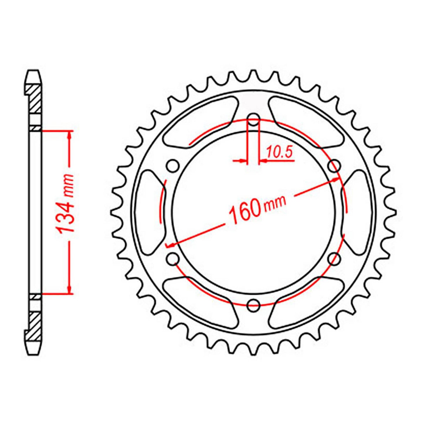 MTX 1307 Steel Rear Sprocket #525 (46T) (11-MBW-46)