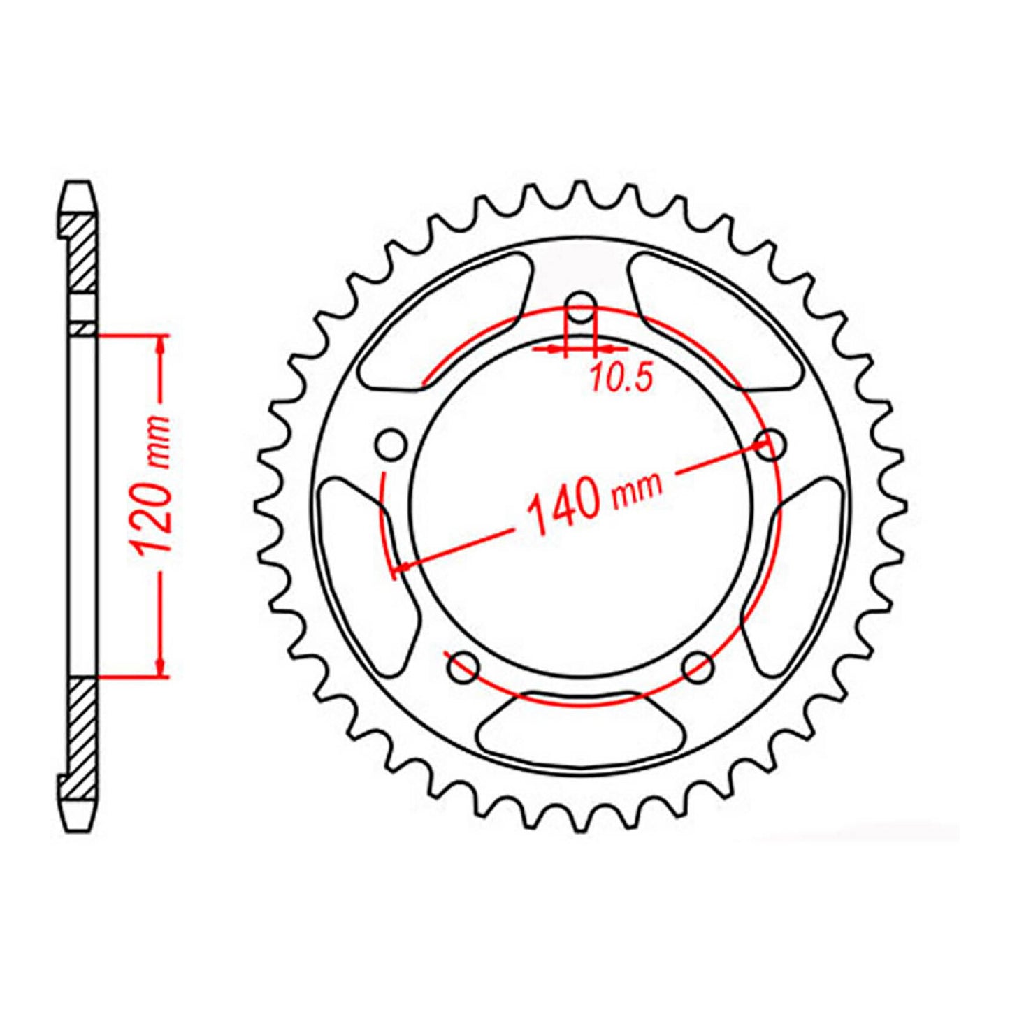 MTX 1800 Steel Rear Sprocket #530 (46T) (11-41F-46)