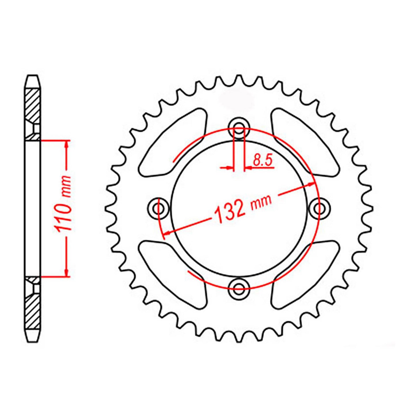 MTX 895 Steel Rear Sprocket #428 (48T) (11-KM4-48)