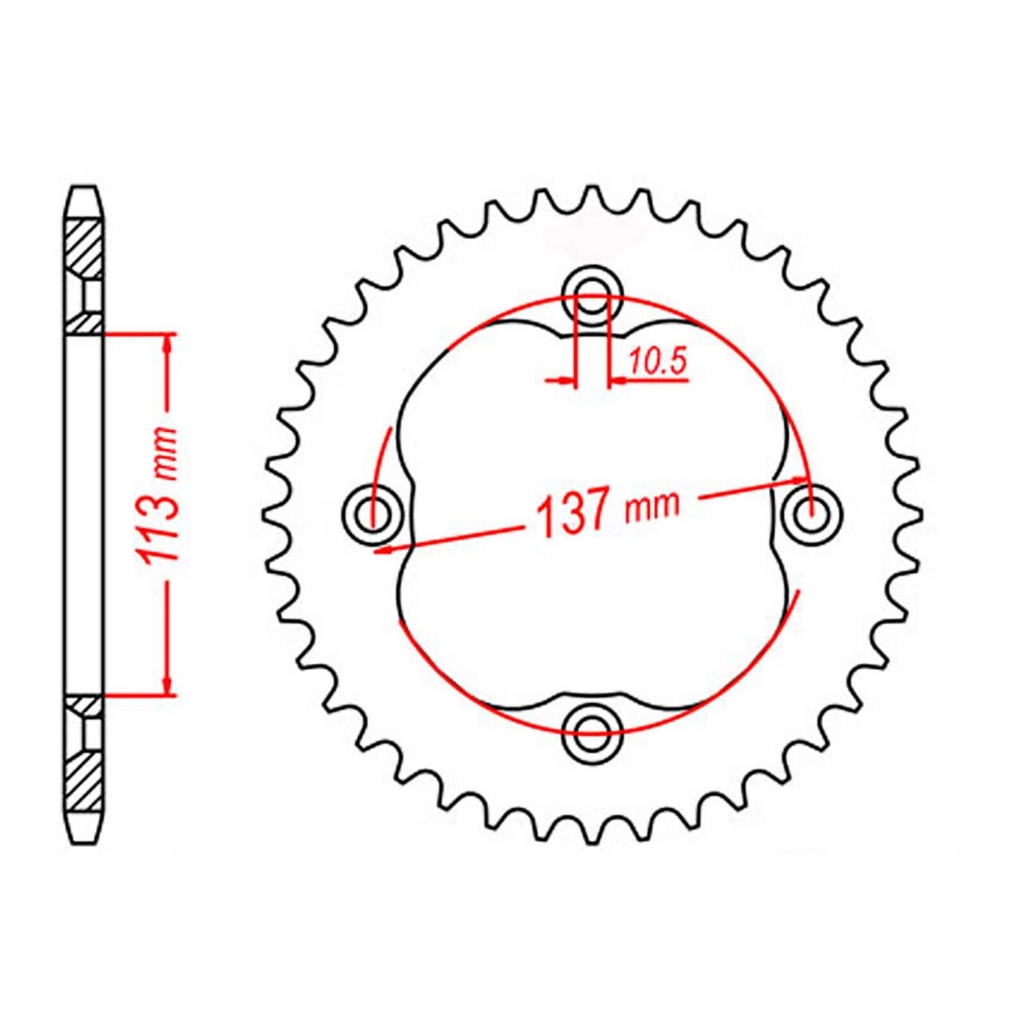 MTX 1760 Steel Rear Sprocket #520 (36T) (11-1760-36)