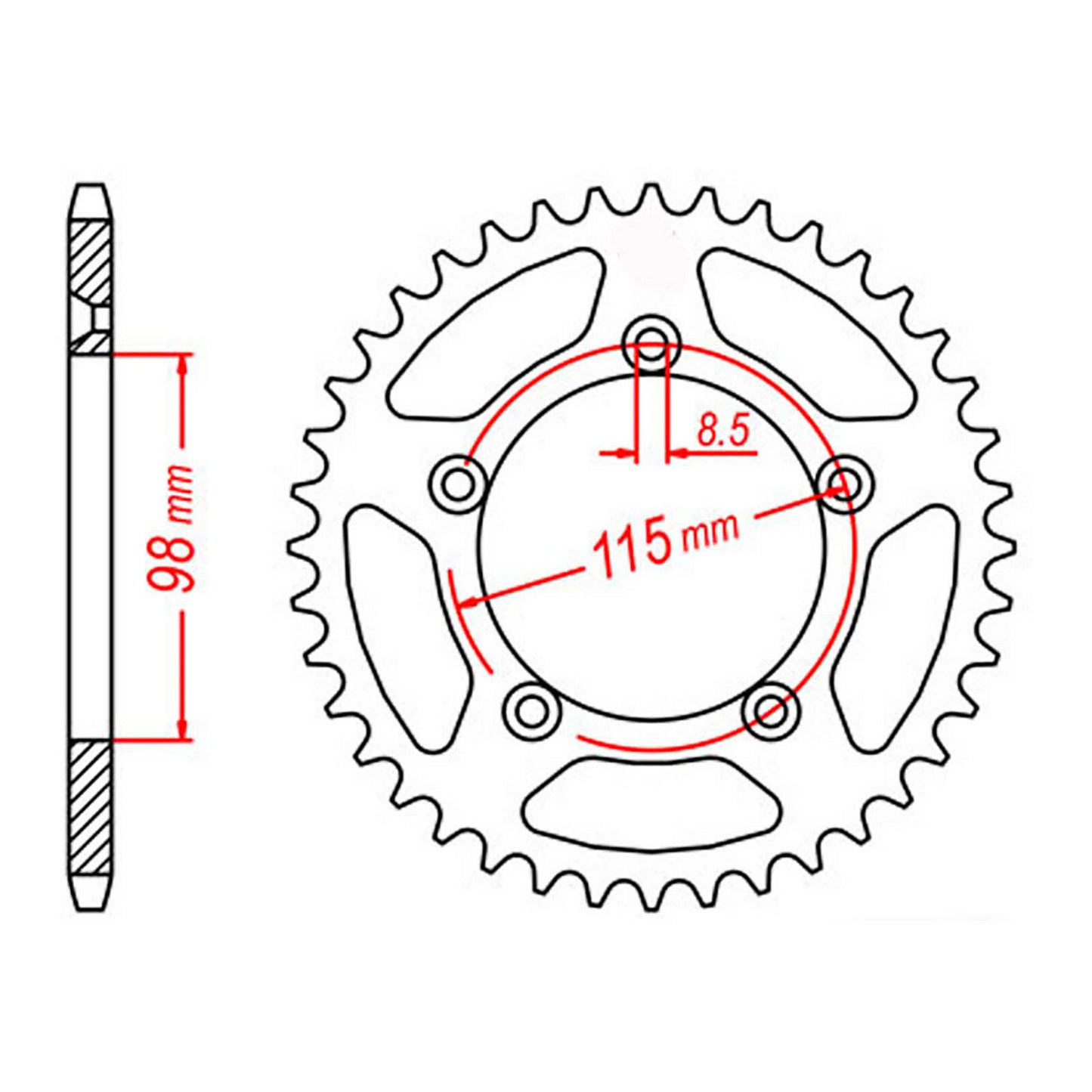 MTX 894 Steel Rear Sprocket #420 (48T) (11-KMX-48)