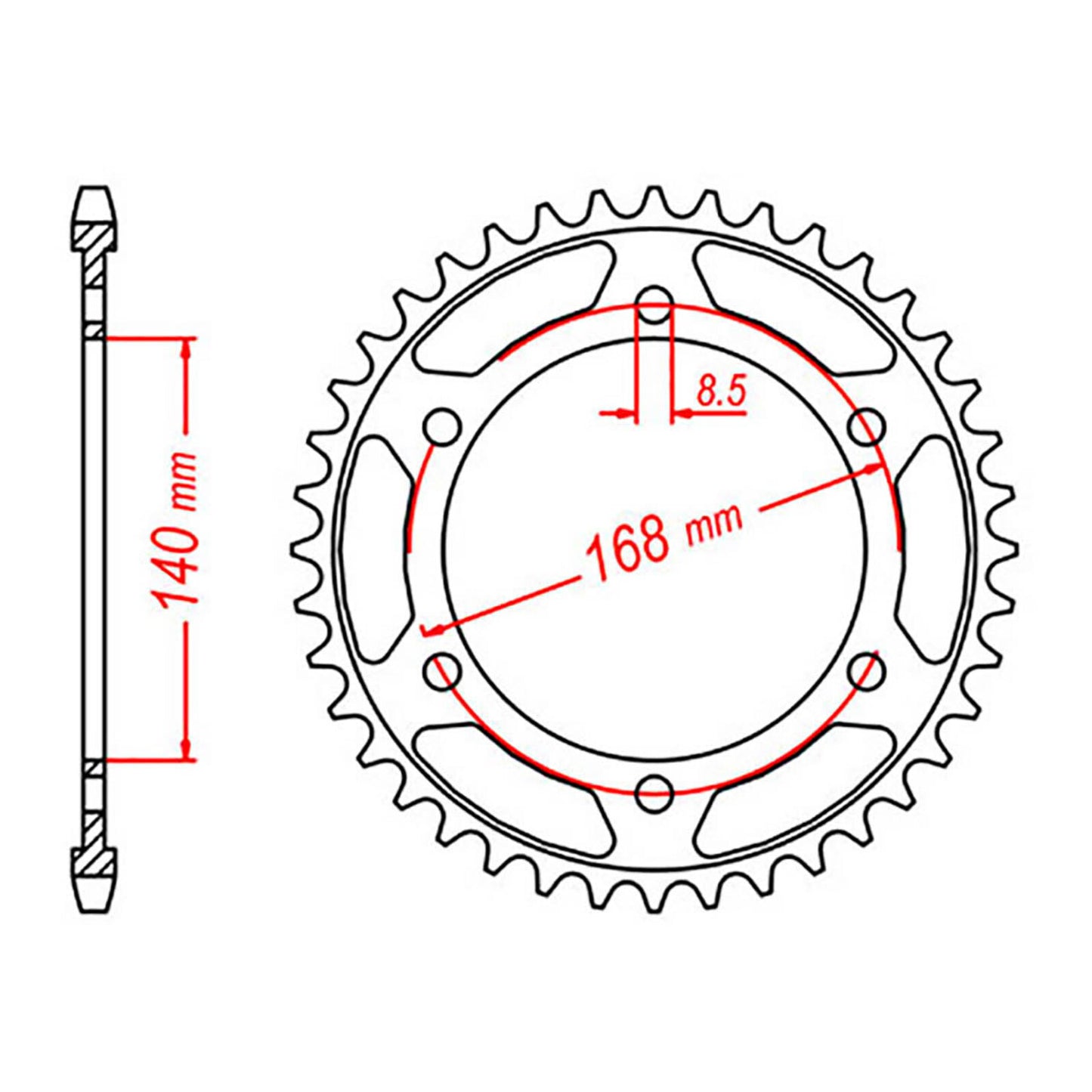 MTX 006 Steel Rear Sprocket #525 (42T) (11-006-42) (8.5mm)