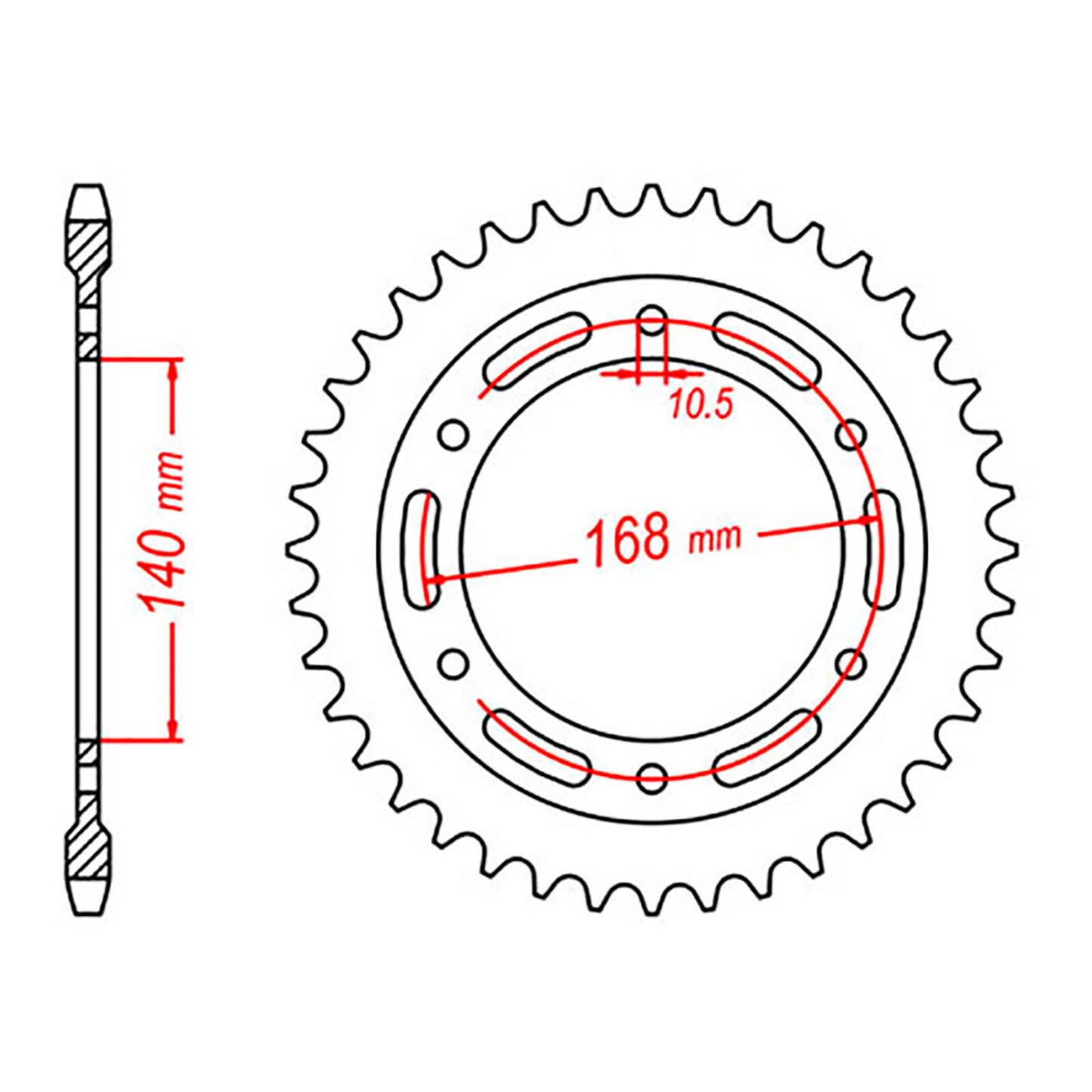 MTX 003 Steel Rear Sprocket #525 (42T) (11-BM6-42) (10.5mm)