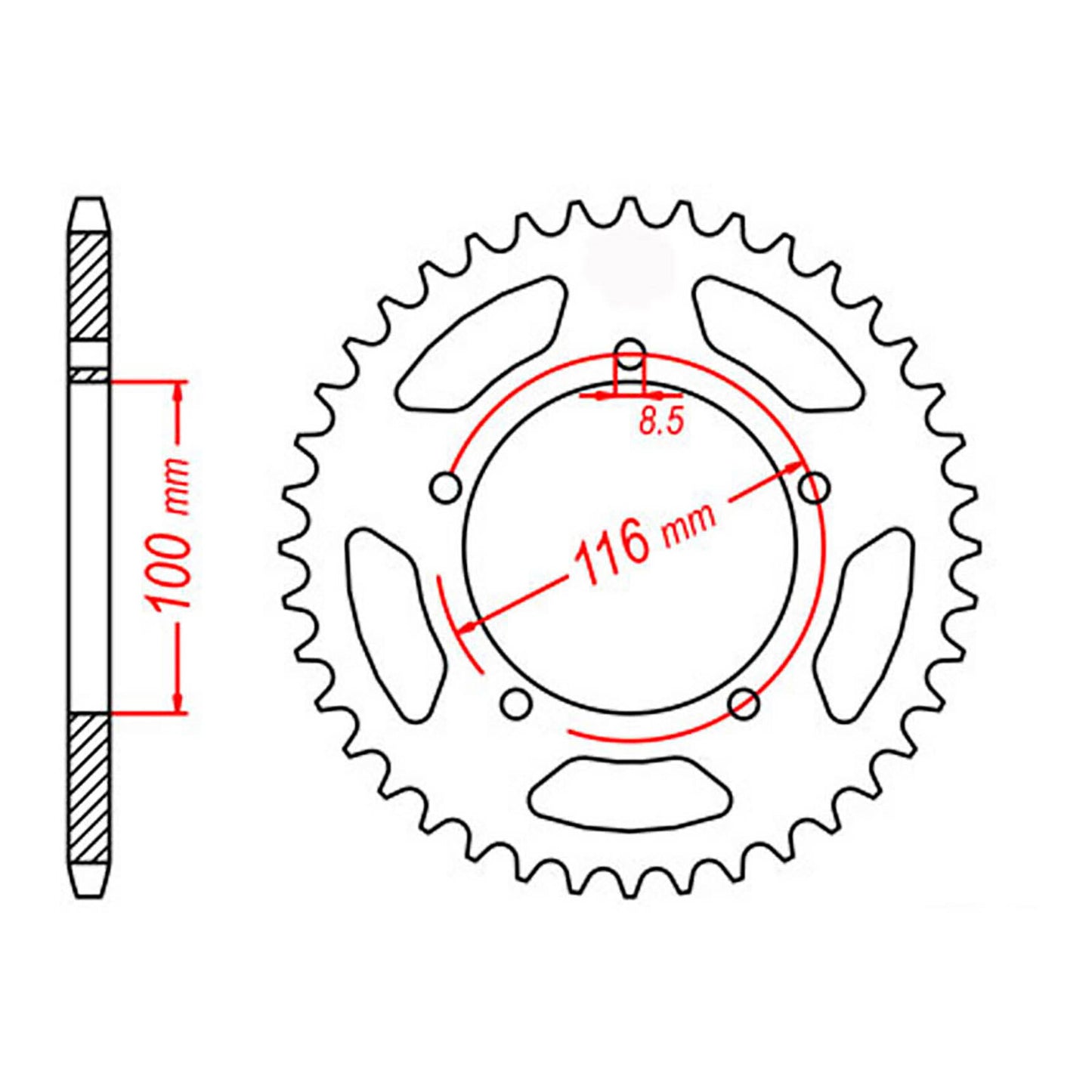 MTX 464 Steel Rear Sprocket #420 (45T) (11-121-45)