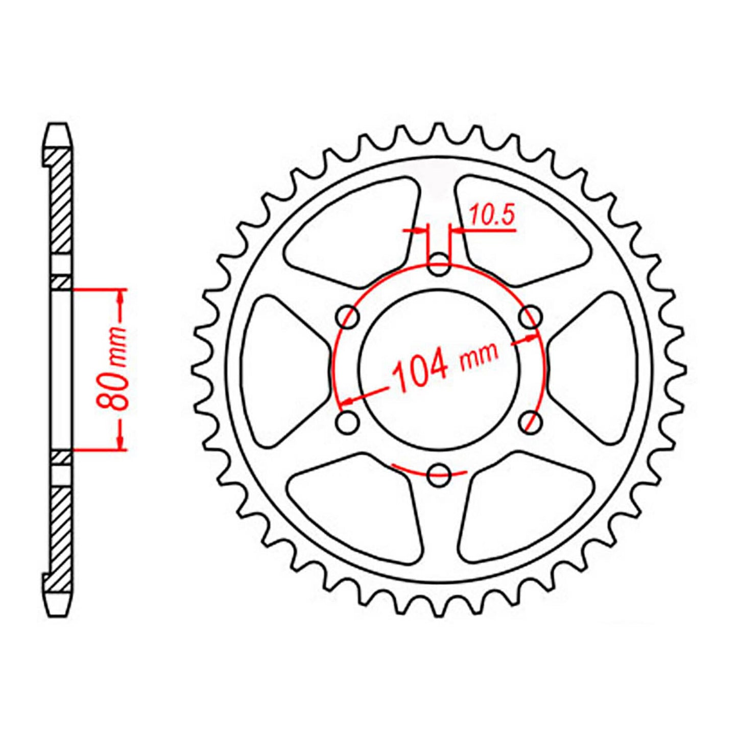 MTX 488 Steel Rear Sprocket #530 (45T) (11-054-45)