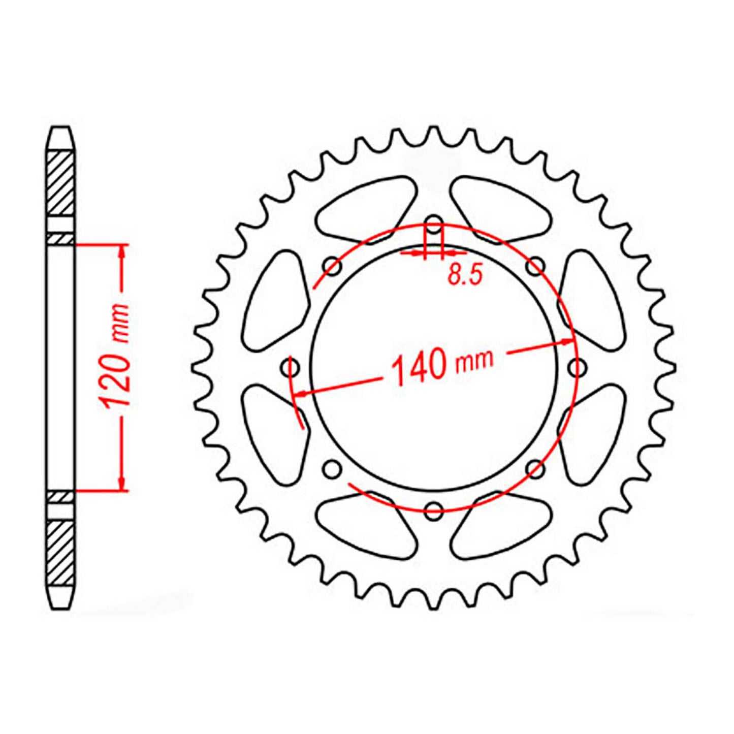 MTX 487 Steel Rear Sprocket #520 (45T) (11-186-45)