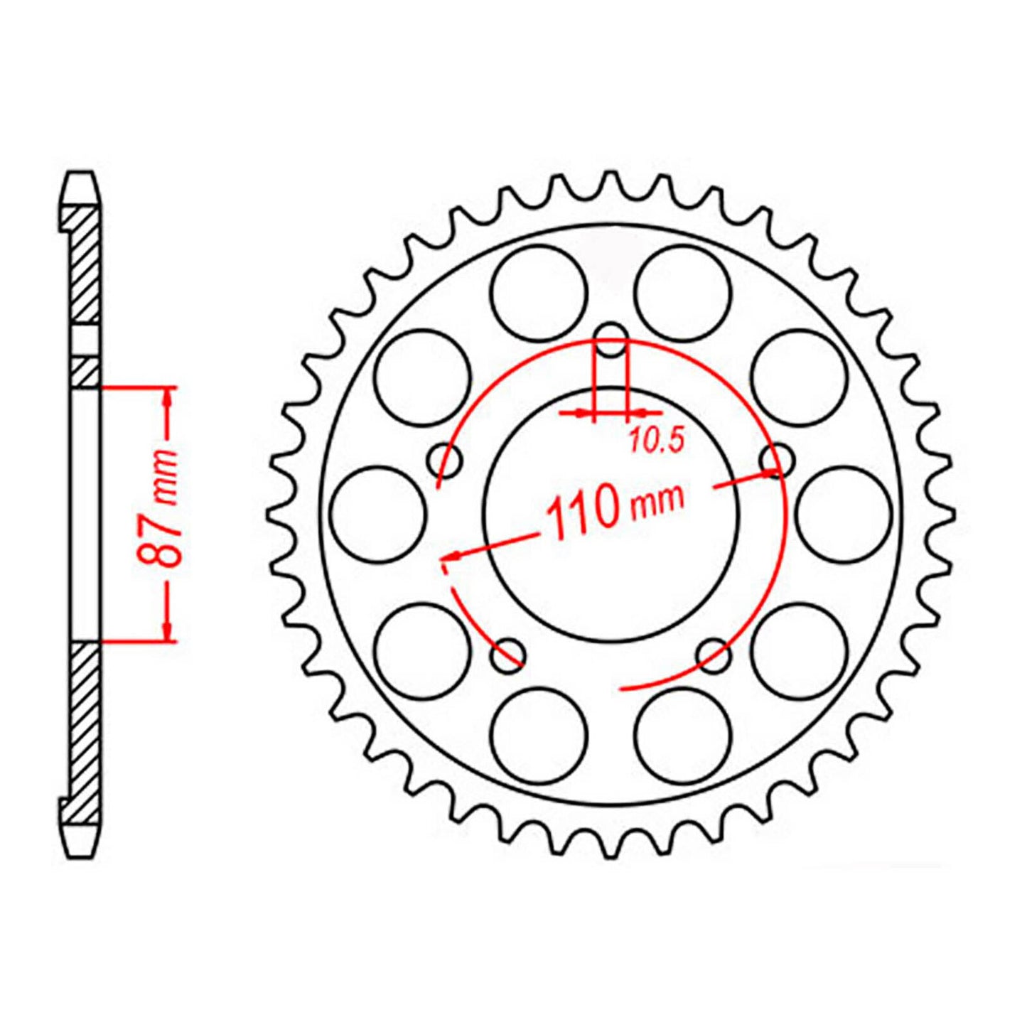 MTX 807 Steel Rear Sprocket #525 (48T) (11-33C-48)