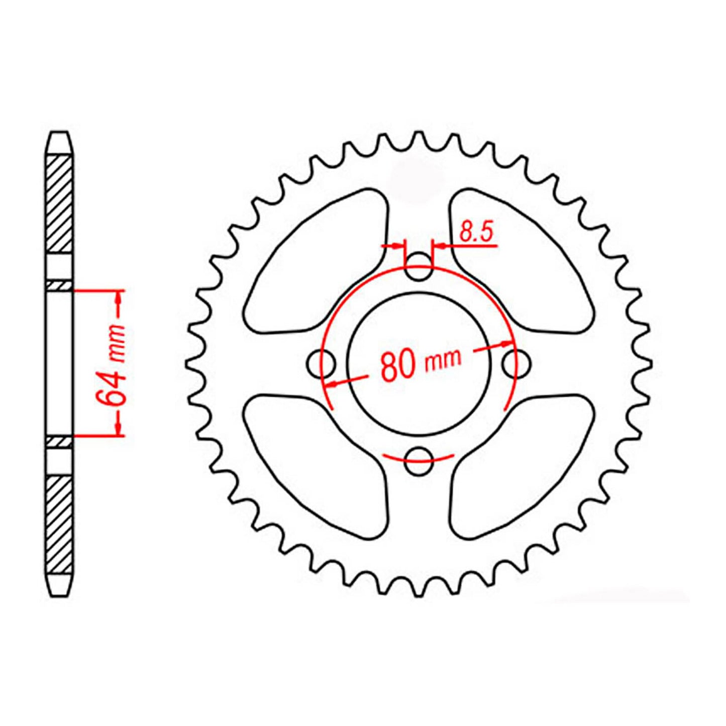 MTX 834 Steel Rear Sprocket #420 (36T) (11-2U2-36)