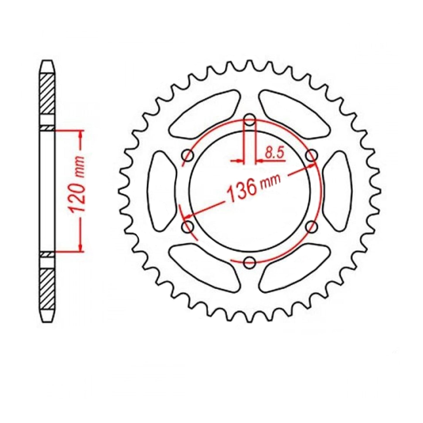 MTX 846 Steel Rear Sprocket #520 (44T) (11-191-44)