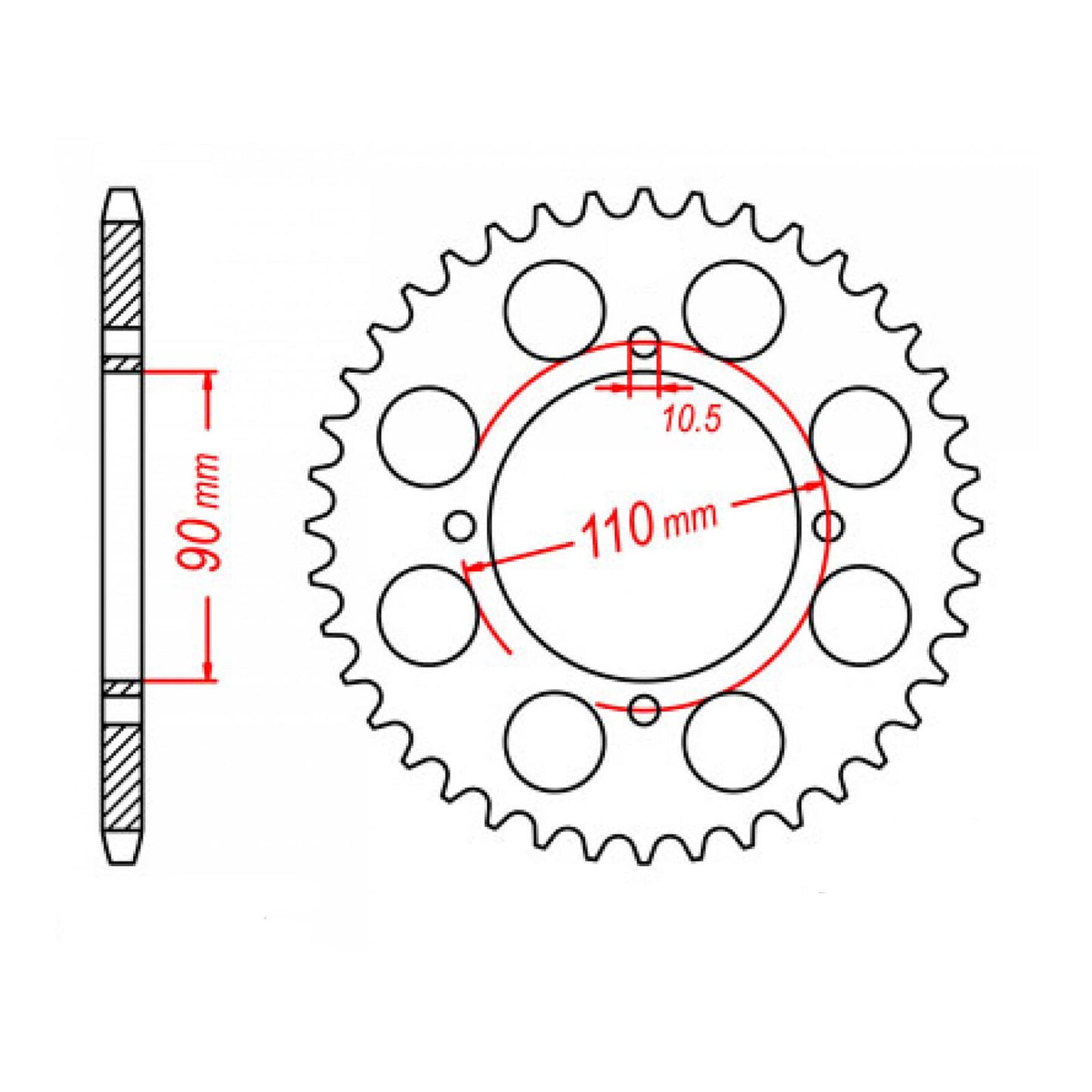 MTX 840 Steel Rear Sprocket #530 (37T) (11-12R-37)