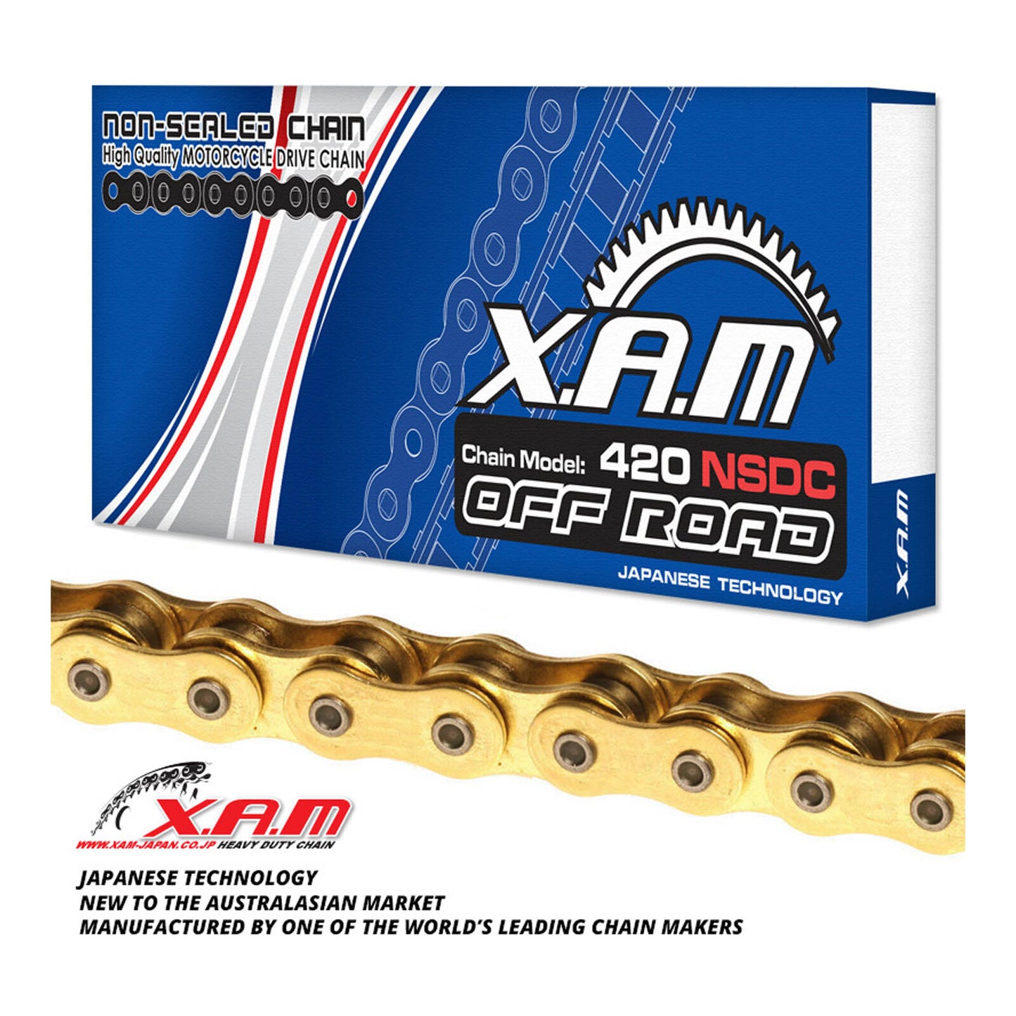 XAM 420NSD Non-Sealed Chain - Gold / Black (130L) with Clip Link