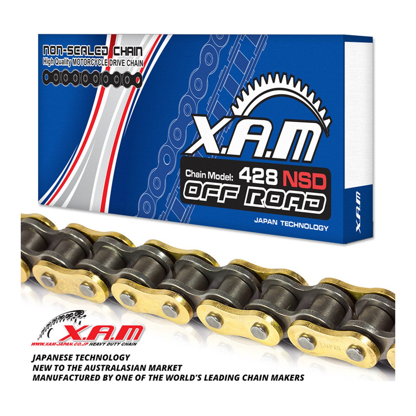 XAM 428NSD Non-Sealed Chain - Gold / Black (120L) with Clip Link