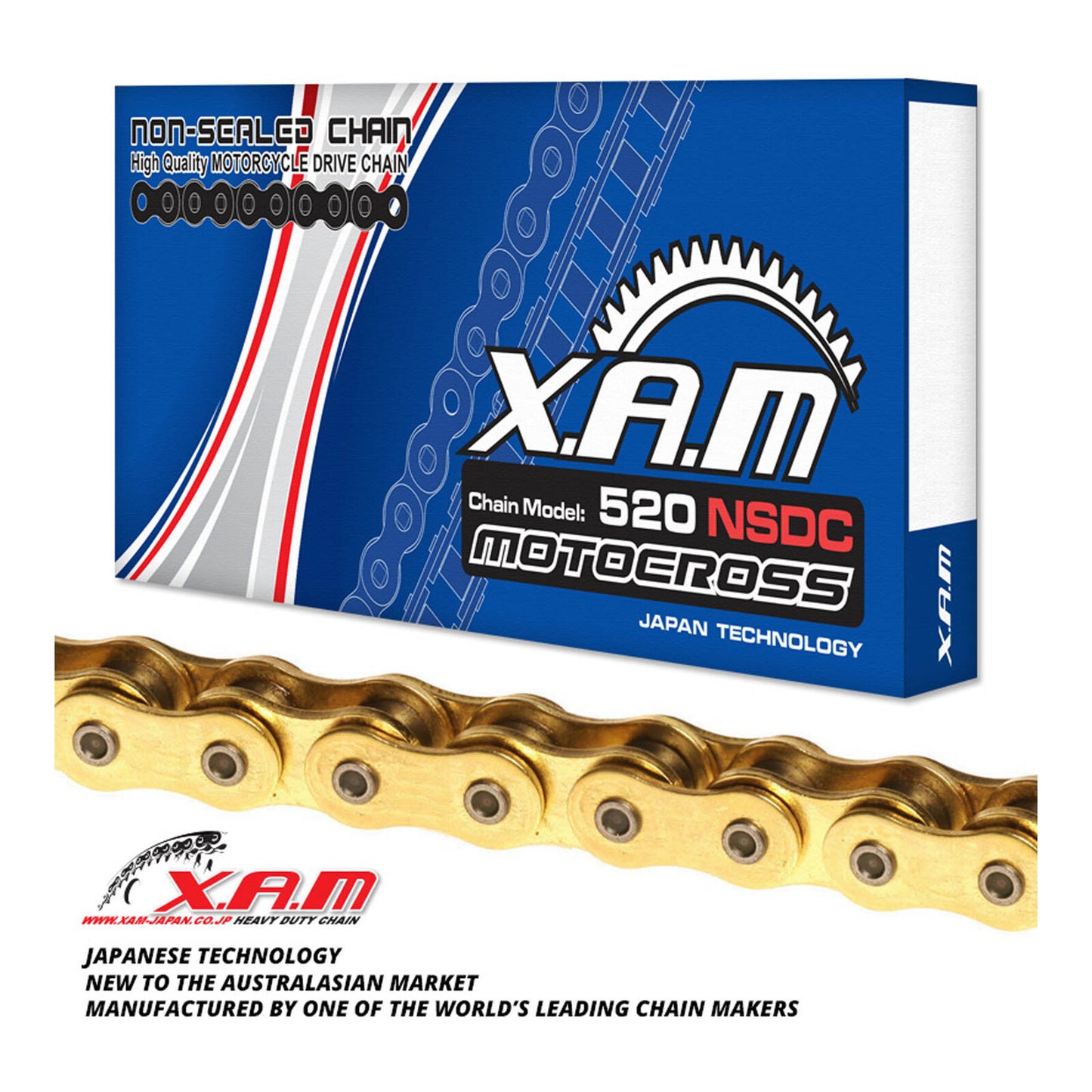 XAM 520NSDC Chromised Chain - Gold / Gold (116L) with Clip Link