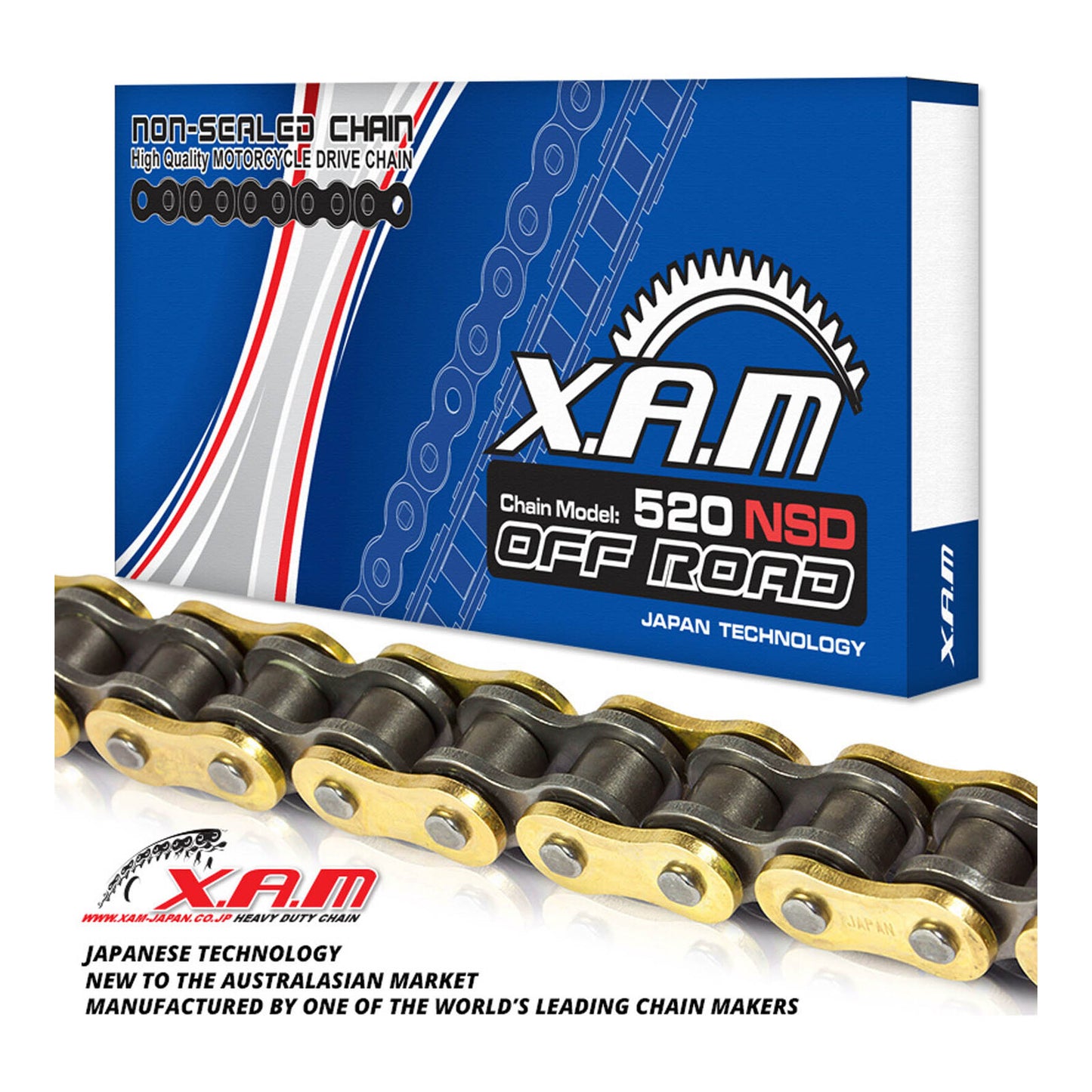 XAM 520NSD Non-Sealed Chain - Gold / Black (120L) with Clip Link