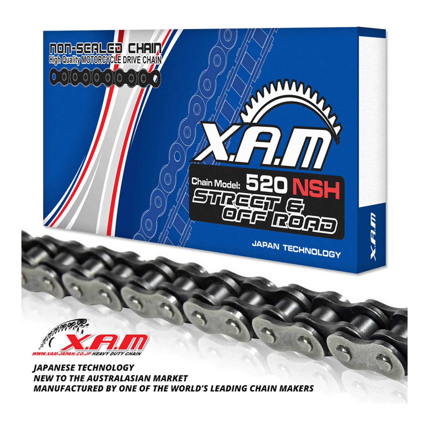 XAM 520NSH Non-Sealed Heavy Duty Chain (100L) with Clip Link