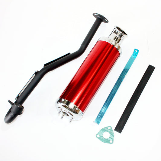 Exhaust Pipe + RED Alloy Muffler 150cc 200cc 250cc PIT Quad Dirt Bike ATV Buggy