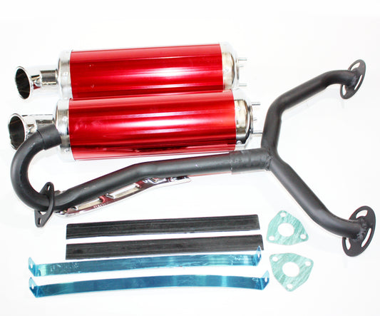 Twin Exhaust Pipe+ Alloy Mufflers 200cc 250cc Dinosaur Style Quad Dirt Bike ATV