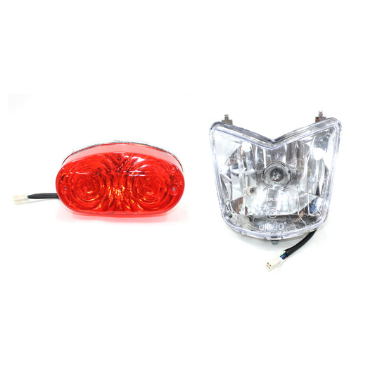 12V Head + Rear Tail Light Lamp 250CC Dinosaur Style Quad Dirt Bike ATV