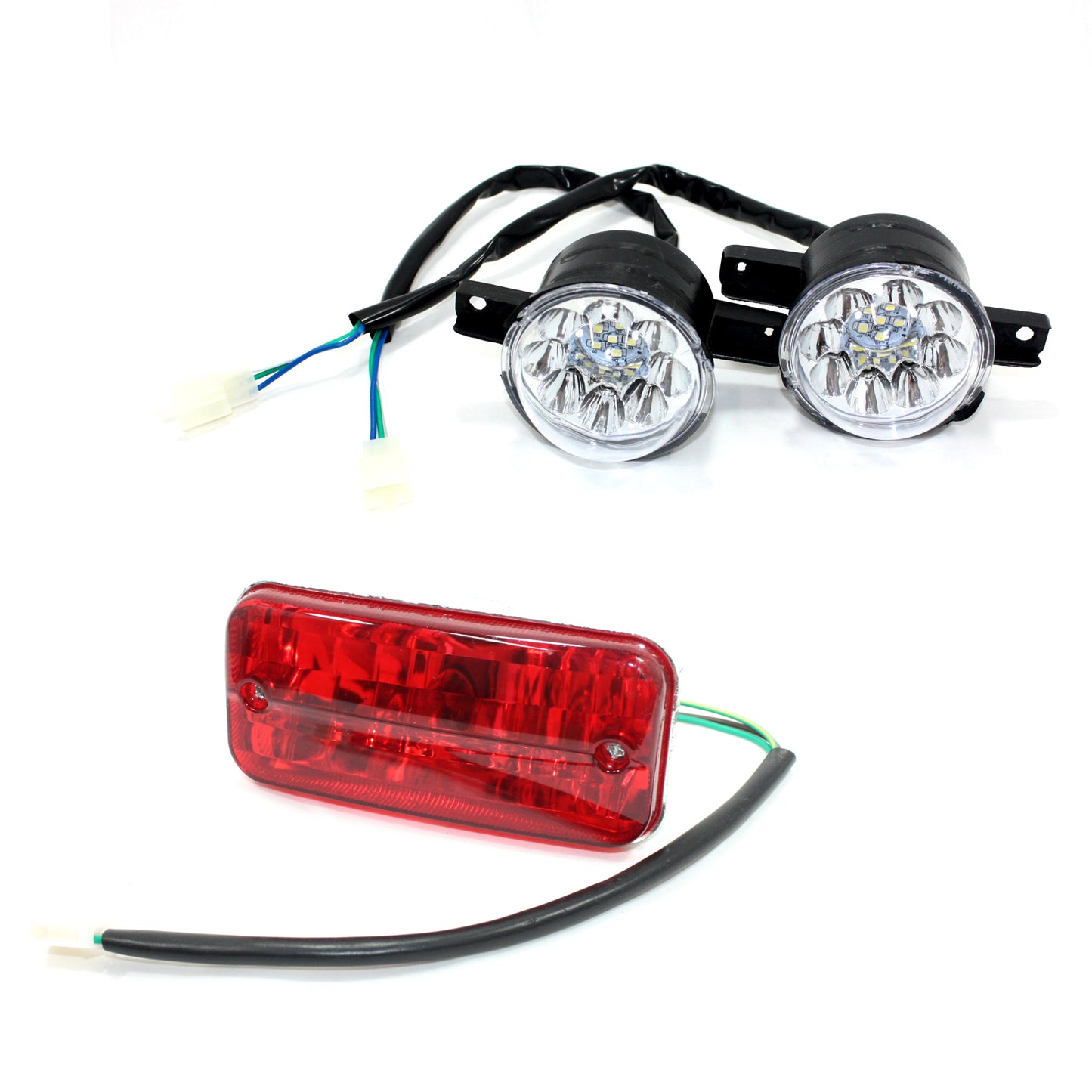 12V Pair Head Light Lamp + Tail Light 110cc 125cc Bull Farm Quad Dirt Bike ATV