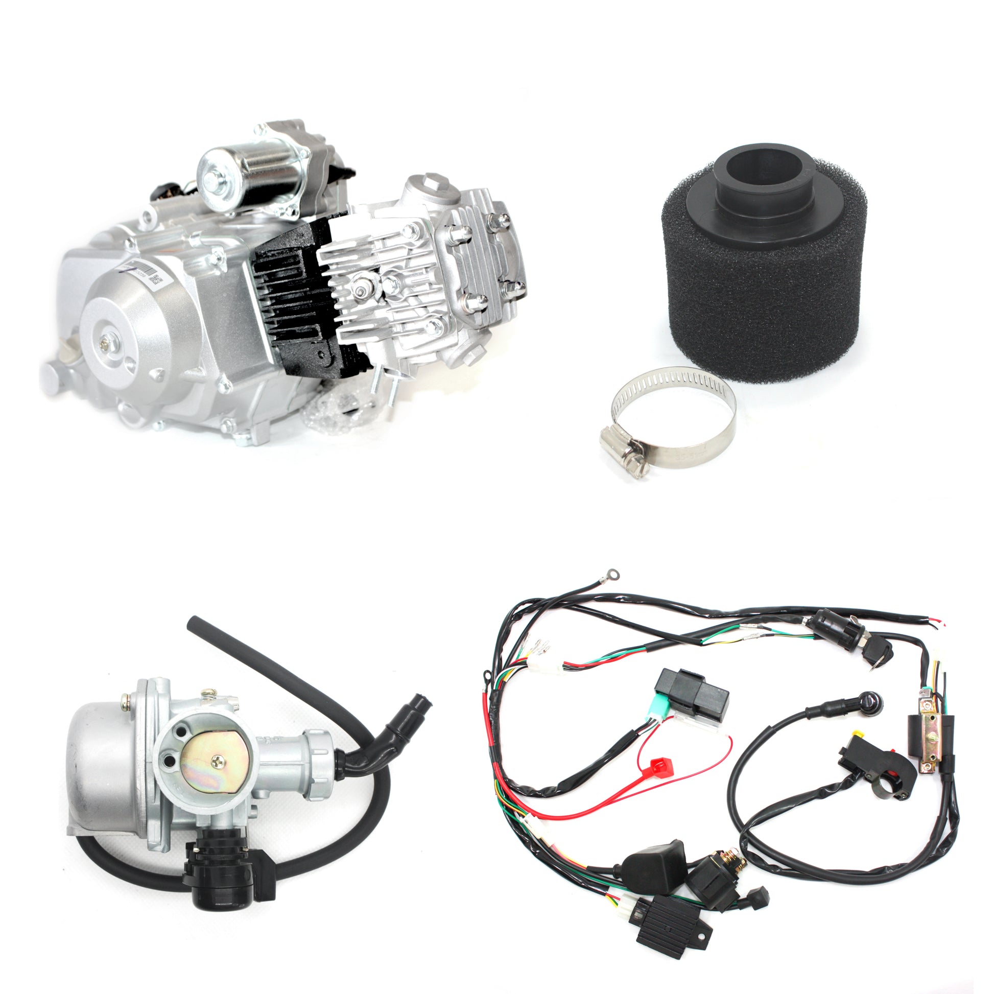 BT 125cc 3+1 Semi Auto Engine Motor + Wiring Kit+ Carby QUAD DIRT BIKE ATV BUGGY