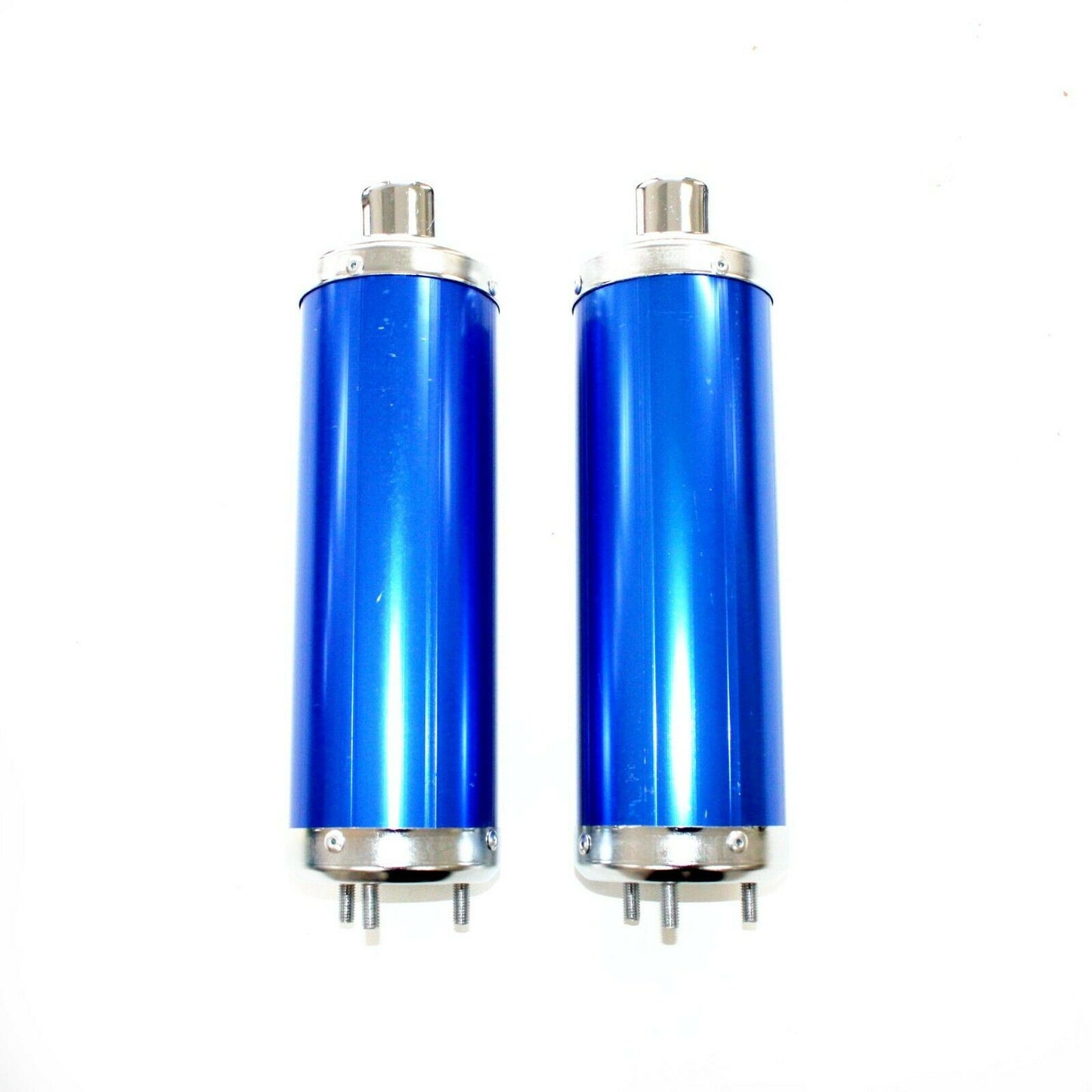 310mm Twin Exhaust BLUE Alloy Mufflers 110cc 125cc Quad Dirt Bike ATV Dune Buggy