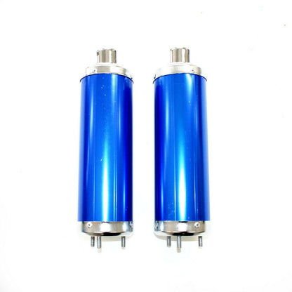 310mm Twin Exhaust BLUE Alloy Mufflers 110cc 125cc Quad Dirt Bike ATV Dune Buggy