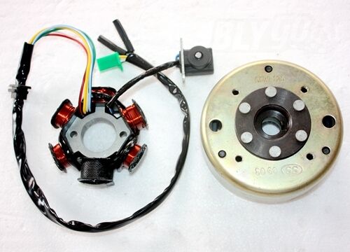 6 Pole Magneto Stator+ Flywheel GY6 125cc 150cc Quad Dirt Scooter Bike ATV Buggy