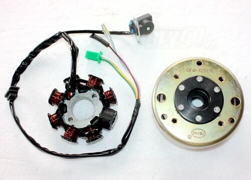 8 Pole Magneto Stator+ Flywheel GY6 125cc 150cc Quad Dirt Scooter Bike ATV Buggy