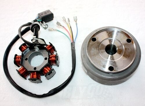 8 Poles Magneto Stator + Flywheel 200c 250cc Engine PIT Trail Quad Dirt Bike ATV