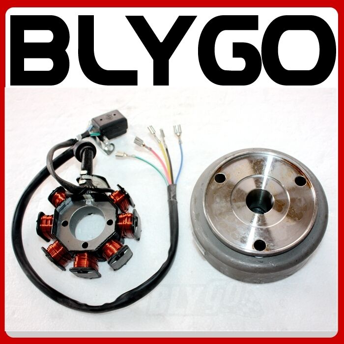 8 Poles Magneto Stator + Flywheel 200c 250cc Engine PIT Trail Quad Dirt Bike ATV