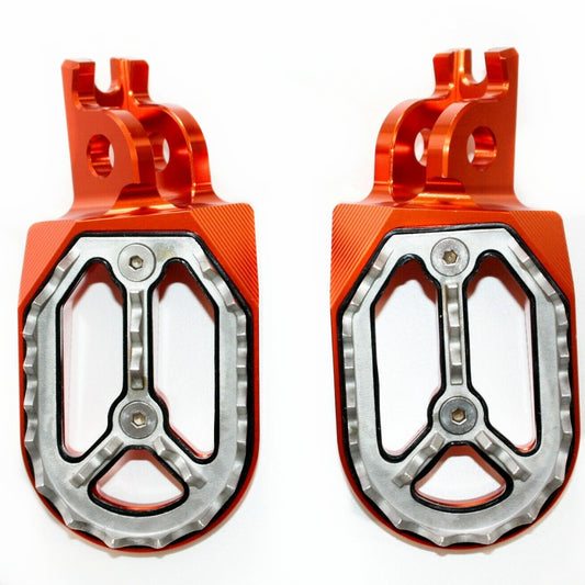 CNC ORANGE Stainless Footpeg Foot Peg Rest Pedal FX208 CRF250 MX MOTORCYCLE BIKE