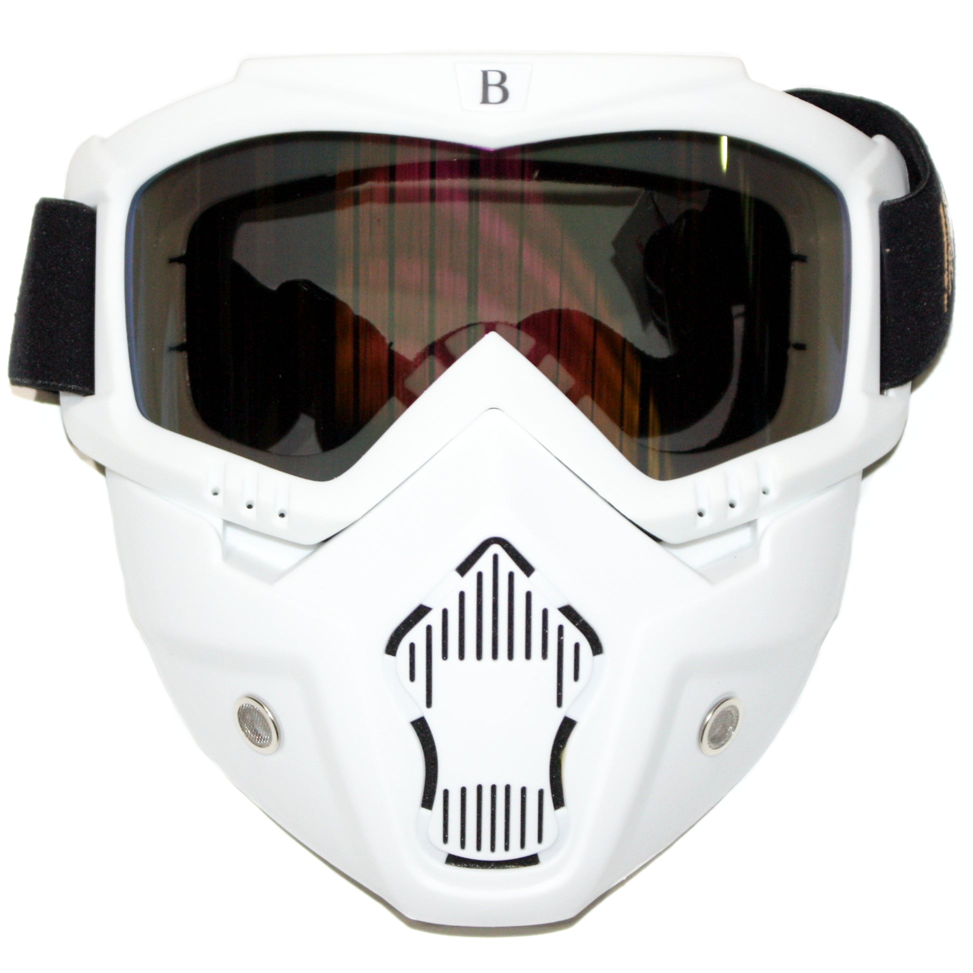 White Full Face Paintball Airsoft Mask Motorcycle Tint Goggle Tactical Detachable