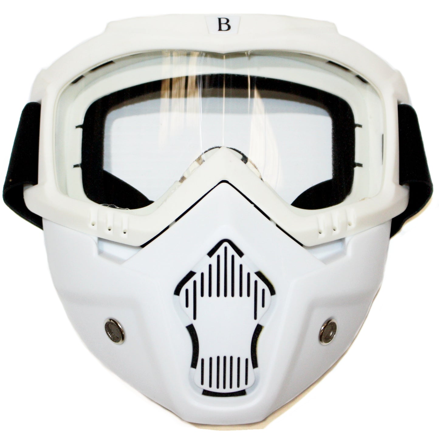 White Full Face Paintball Airsoft Mask Motorcycle Clear Goggle Tactical Detachable