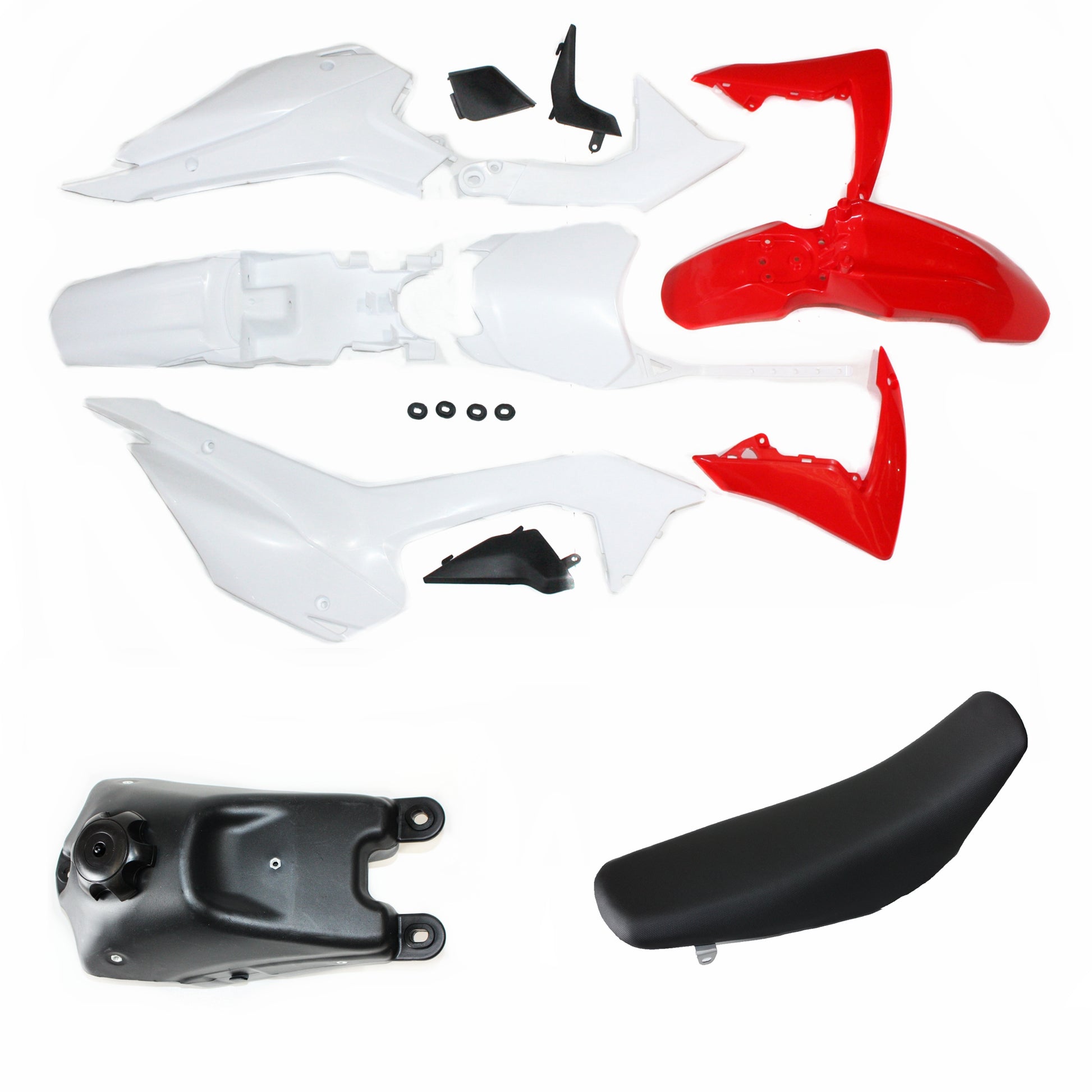 RED CRF110 Plastics Guard Fairing Fender Kit + Seat + Tank PIT PRO Dirt Bike