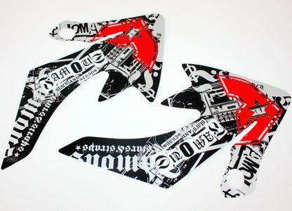 FAMOUS Decals Graphics Sticker Kit CRF50 Style Fairing PIT PRO Trail Dirt Bike