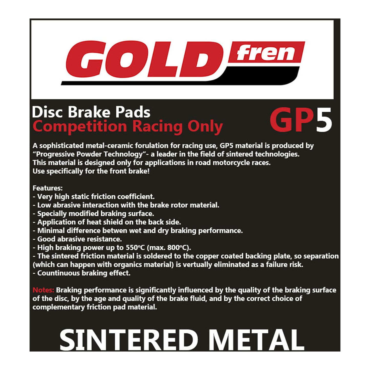 GOLDfren Brake Pads - GP5 Sintered Racing