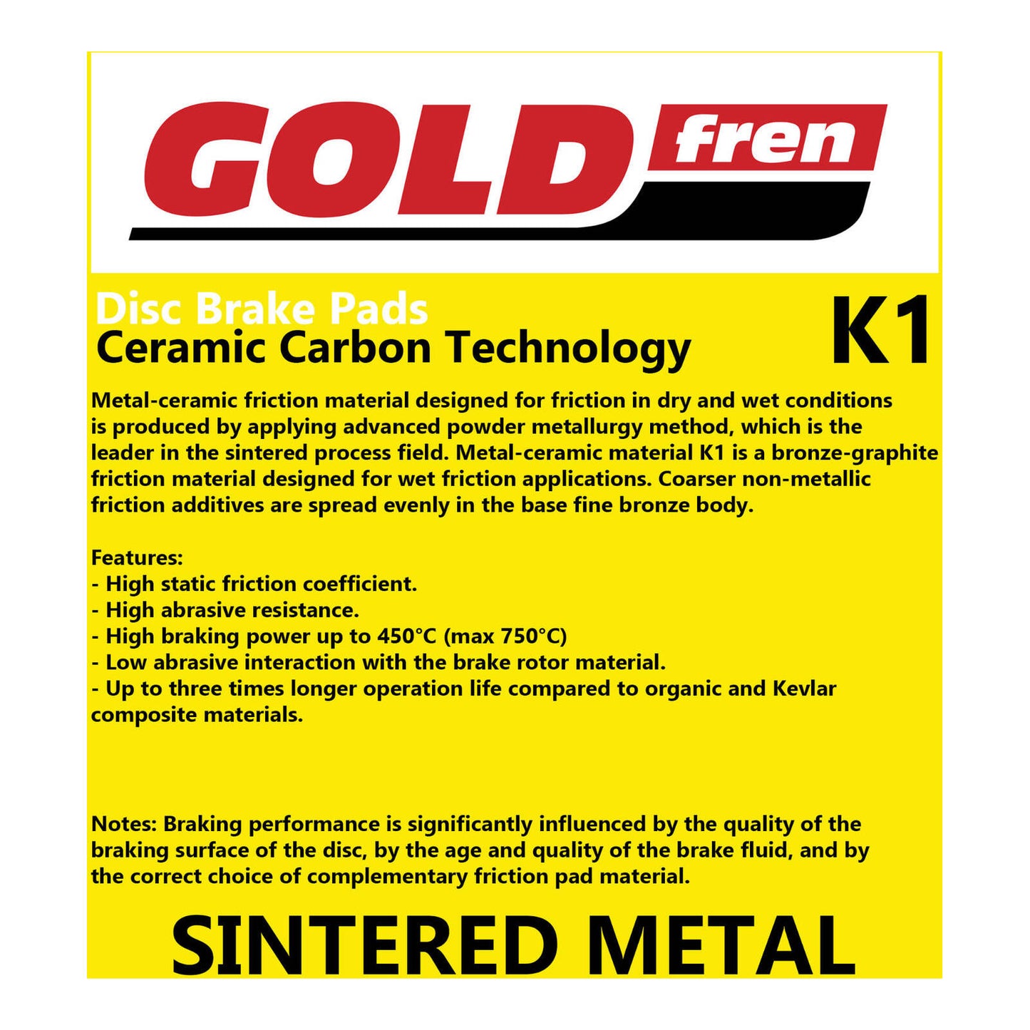 GOLDfren Brake Pads - K1 Sintered Off-Road