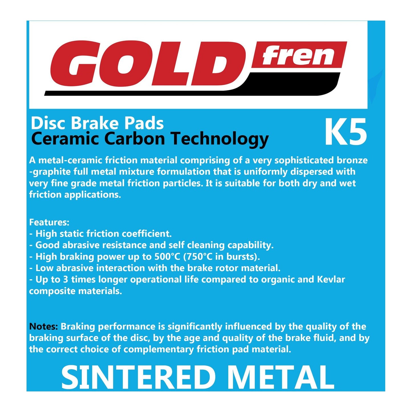 GOLDfren Brake Pads - K5 Off-Road Racing (PBPR583)